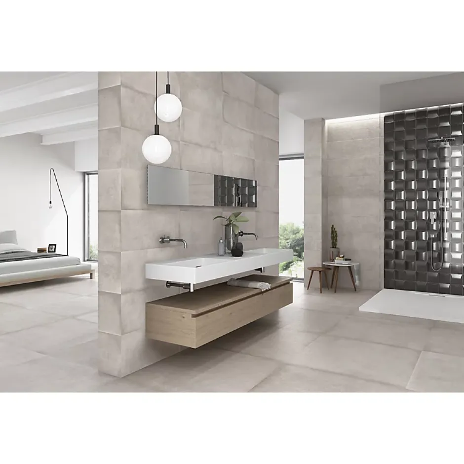 Aelle Carrelage Carrelage mur moderne gris 25x75 cm MATERIKA GREY WALL -25x75cm