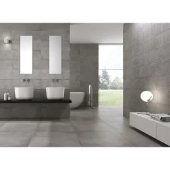 Aelle Carrelage Carrelage mur moderne gris 25x75 cm MATERIKA DARK GREY WALL- 25x75cm