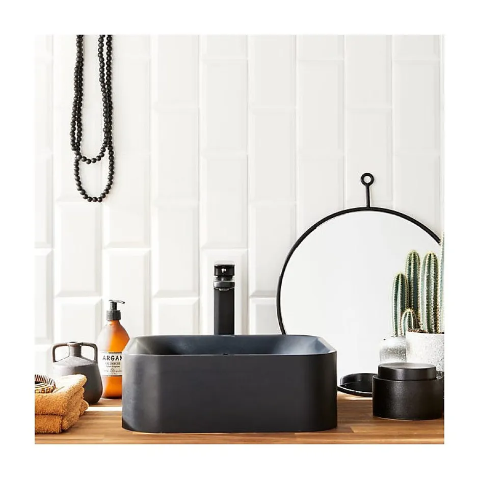 Eiffel art construction Carrelage mur métro parisien relief uni blanc mate 7,5x15 cm METRO WHITE