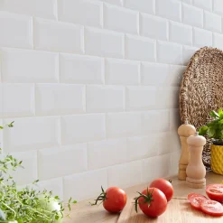 Eiffel art construction Carrelage mur métro parisien relief uni blanc mate 7,5x15 cm METRO WHITE