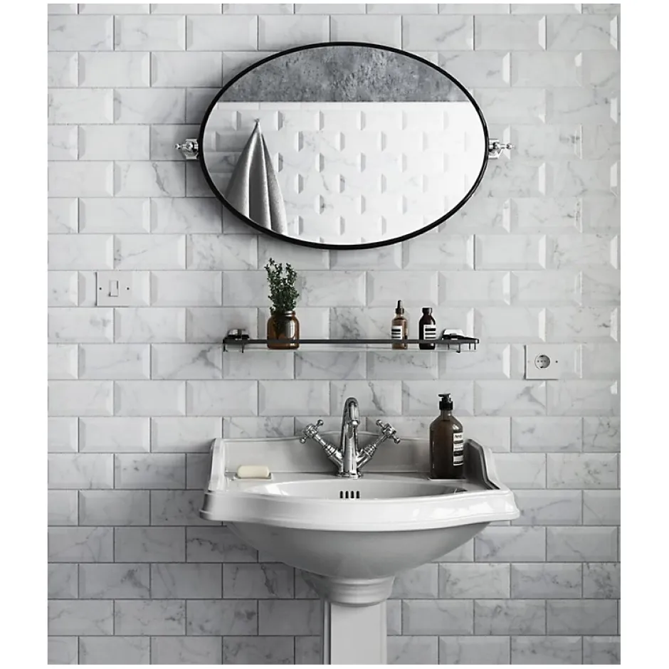 Carrelage mur métro parisien relief effet marbre blanc mate 7,5x15 cm METRO CARRARA-Aelle Carrelage Sale