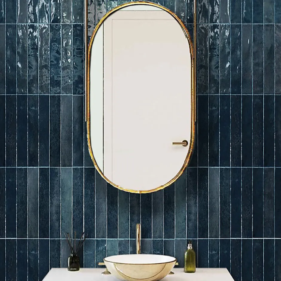 Carrelage mur Nair Blue Brillant 5x30. Format allongé-Lux Mosaic Clearance