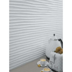 Aelle Carrelage Carrelage mur relief effet béton 32x99 cm PAMUKKALE R BLANCO