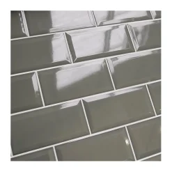 Eiffel art construction Carrelage mur relief métro parisien uni gris brillant 7,5x15 cm METRO DARK GREY