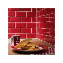 Carrelage mur relief métro parisien uni rouge brillant 7,5x15 cmMETRO ROSSO-Eiffel art construction Discount