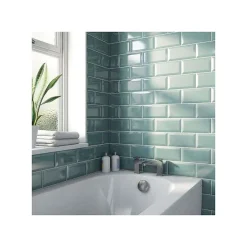 Eiffel art construction Carrelage mur relief métro parisien uni bleu turquoise brillant 7,5x15 cm METRO JADE