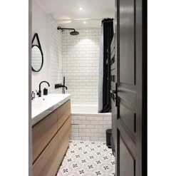 Carrelage mur relief métro parisien uni blanc brillant 7,5x15 cm METRO WHITE-Eiffel art construction New