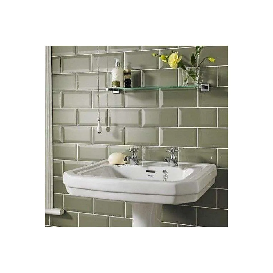 Carrelage mur relief métro parisien uni vert brillant 7,5x15 cm METRO OLIVE-Eiffel art construction