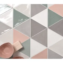 Carrelage mur trianguaire effet zellige vert d'eau 13,2x11,4 cm 3LATI AQUAMARINA-Aelle Carrelage Discount