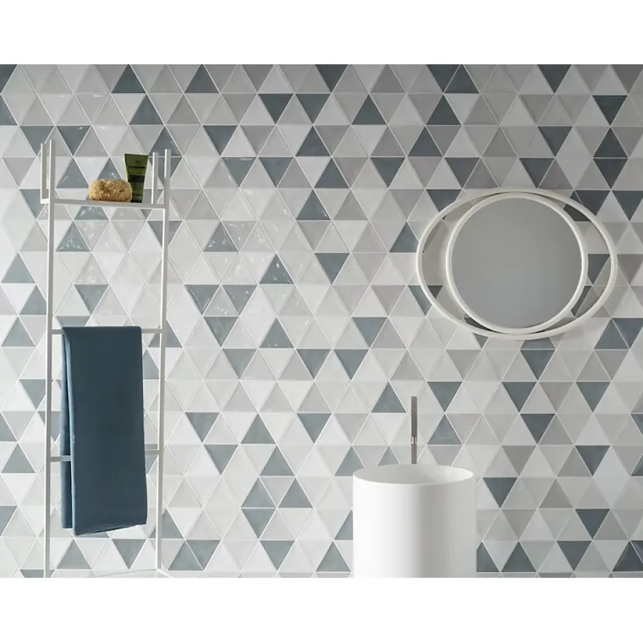 Aelle Carrelage Carrelage mur trianguaire effet zellige bleu 13,2x11,4 cm 3LATI DA ZUCCHERO