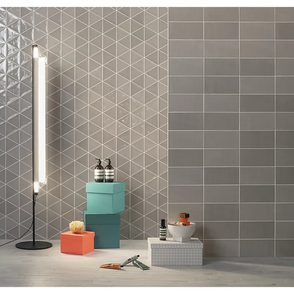 Carrelage mur trianguaire effet zellige gris 13,2x11,4 cm 3LATI GRIGIO SCURO-Aelle Carrelage New