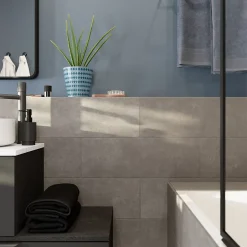 Carrelage mural anthracite grès cérame émaillé L.60 x l.20 cm x ép.8,3 mm, Konkrete-GoodHome Hot