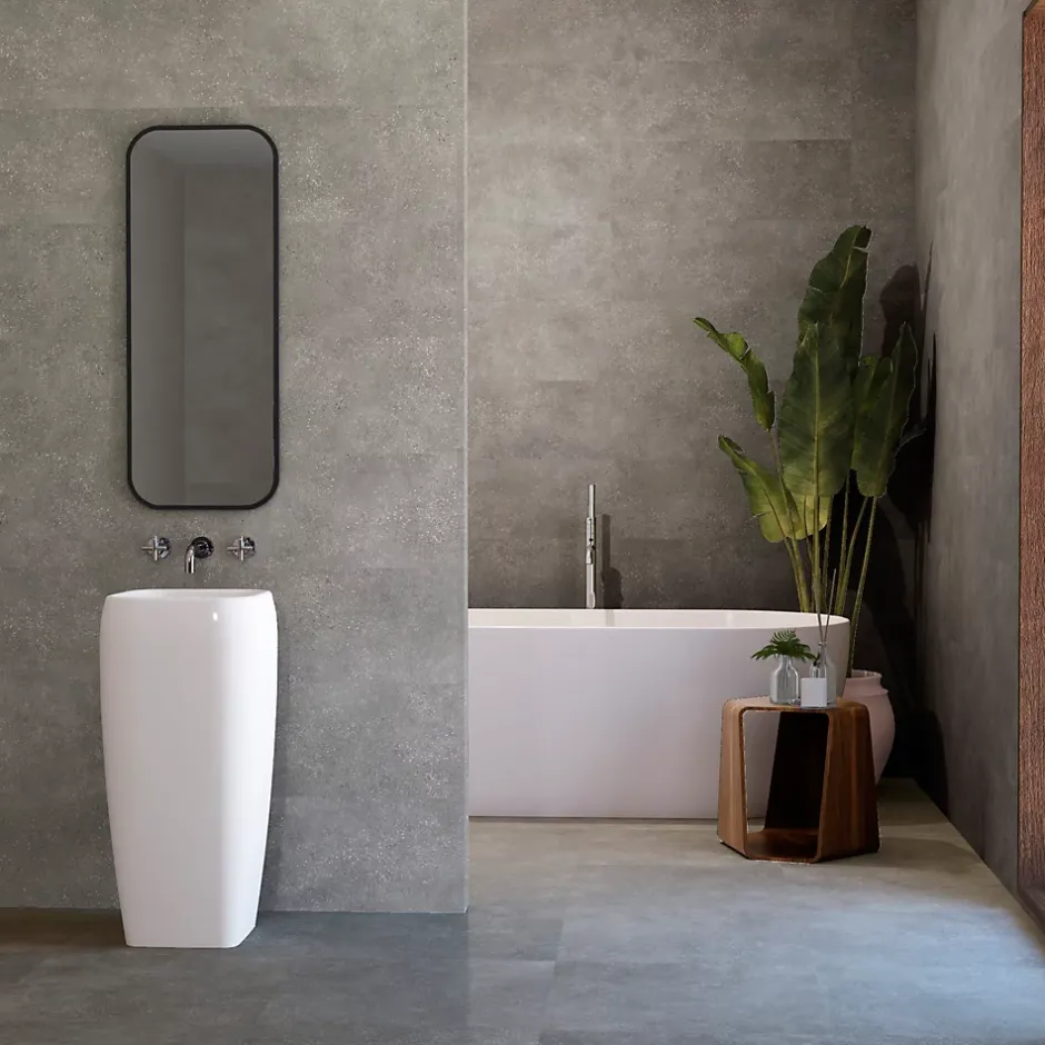 Carrelage mural aspect béton gris Asphalt 30 x 90 cm-Baldocer Best