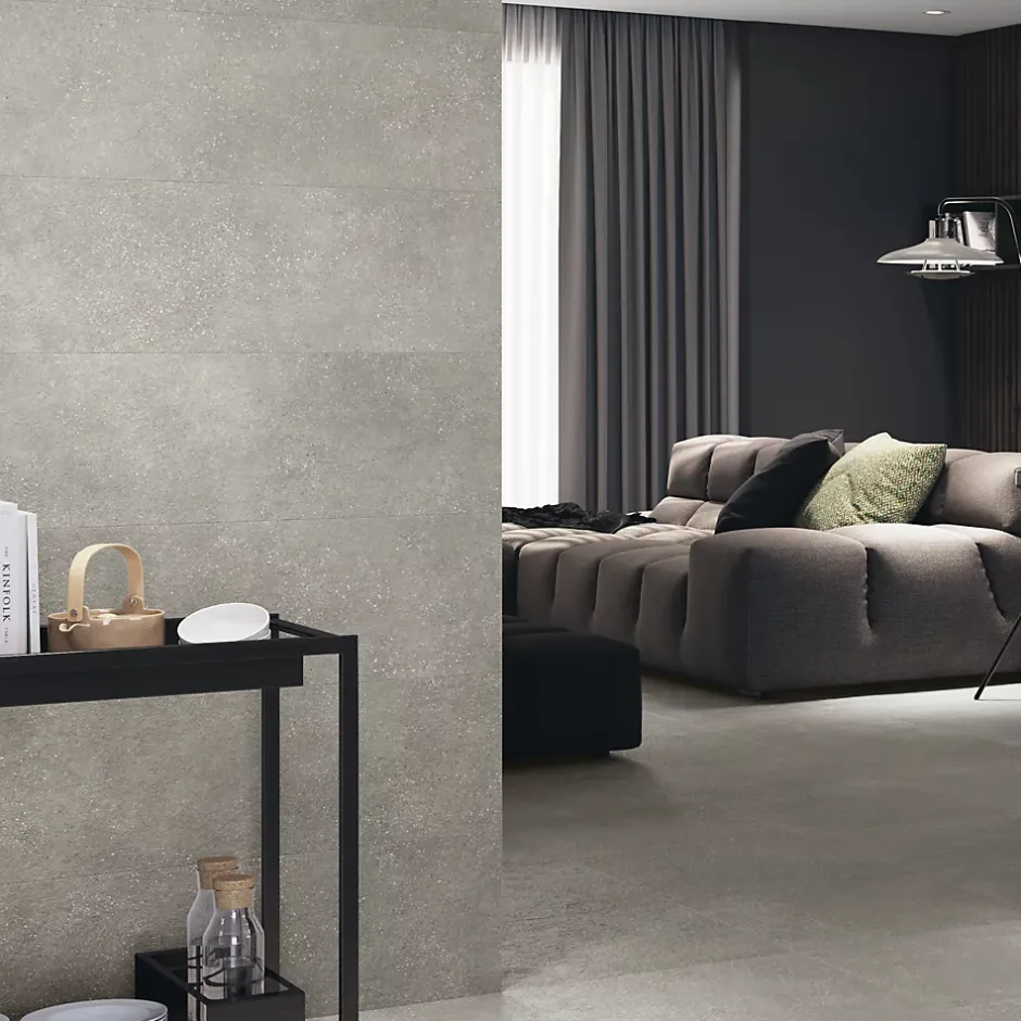 Carrelage mural aspect béton gris Asphalt 30 x 90 cm-Baldocer Best