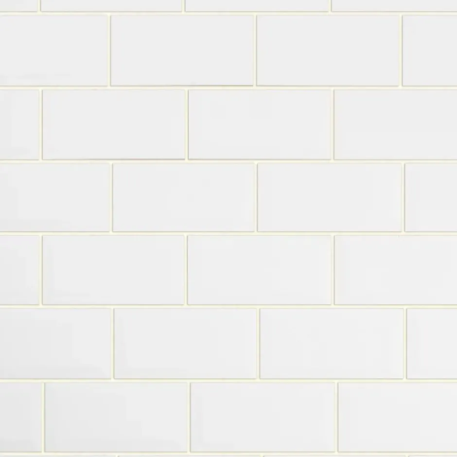 Carrelage mural blanc brillant effet métro L.20 x l.10 cm x ép.7,3 mm, Trentie-GoodHome New