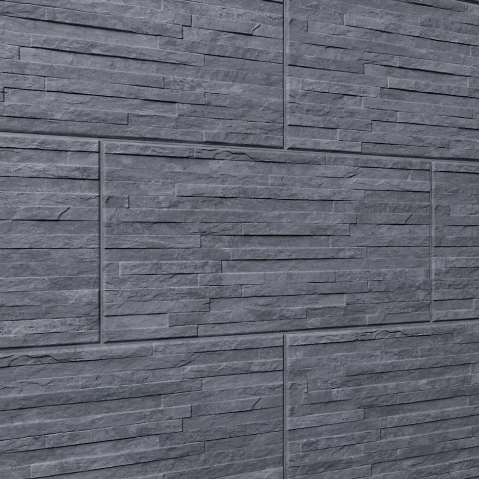 GoodHome Carrelage mural décoratif effet pierre anthracite L.61,5 x l.30,8 cm x ép.8 mm, Shaded Slate