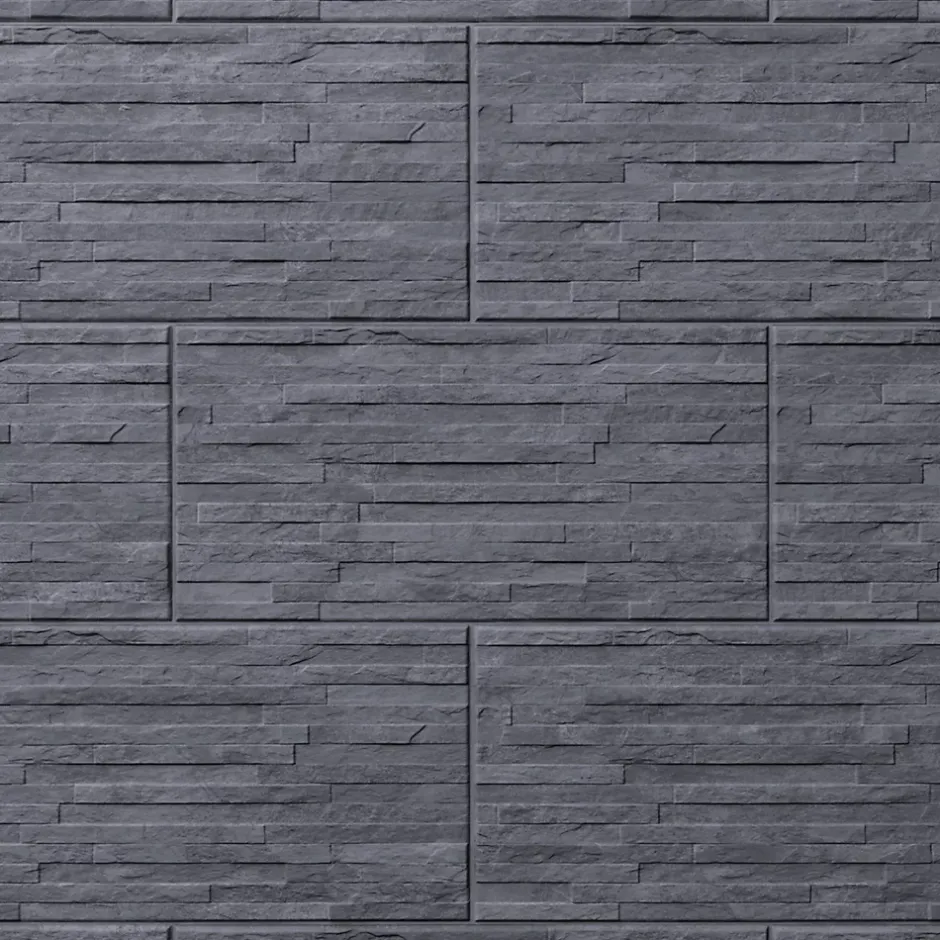 GoodHome Carrelage mural décoratif effet pierre anthracite L.61,5 x l.30,8 cm x ép.8 mm, Shaded Slate