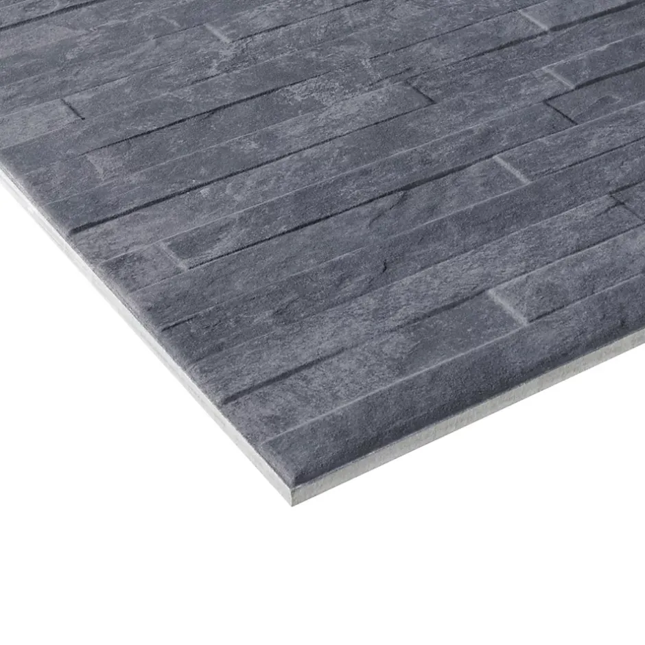 GoodHome Carrelage mural décoratif effet pierre anthracite L.61,5 x l.30,8 cm x ép.8 mm, Shaded Slate