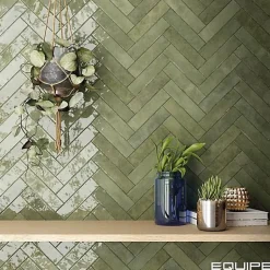 Gioia Materia Carrelage mural Effet Zellige Vert Olive TRIBE 6x24,6cm Green - Les Carreaux de Jean