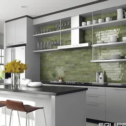 Gioia Materia Carrelage mural Effet Zellige Vert Olive TRIBE 6x24,6cm Green - Les Carreaux de Jean