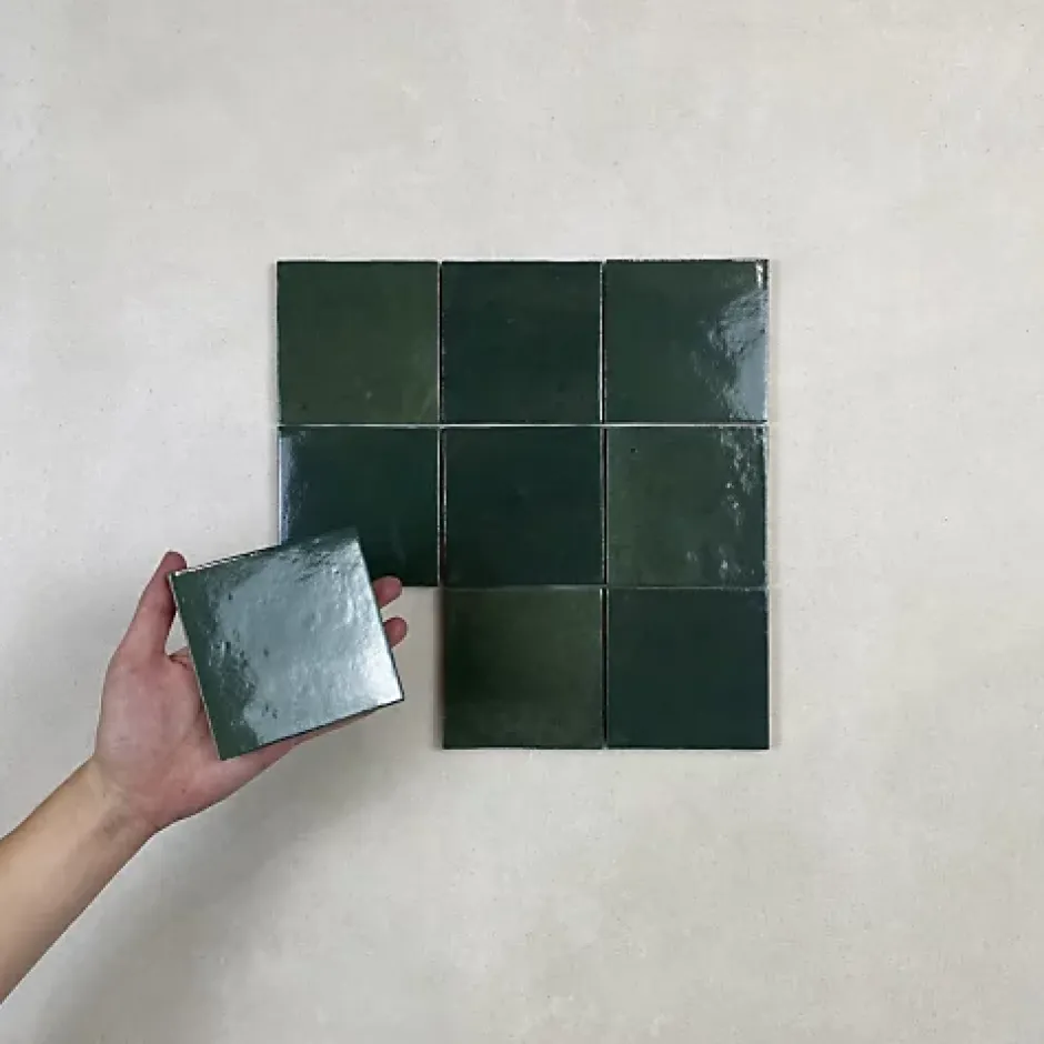 Les Carreaux De Jean Carrelage mural Effet Zellige Vert CROGIOLO ZELLIGE 10x10 Bosco - Les Carreaux de Jean