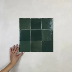 Les Carreaux De Jean Carrelage mural Effet Zellige Vert CROGIOLO ZELLIGE 10x10 Bosco - Les Carreaux de Jean