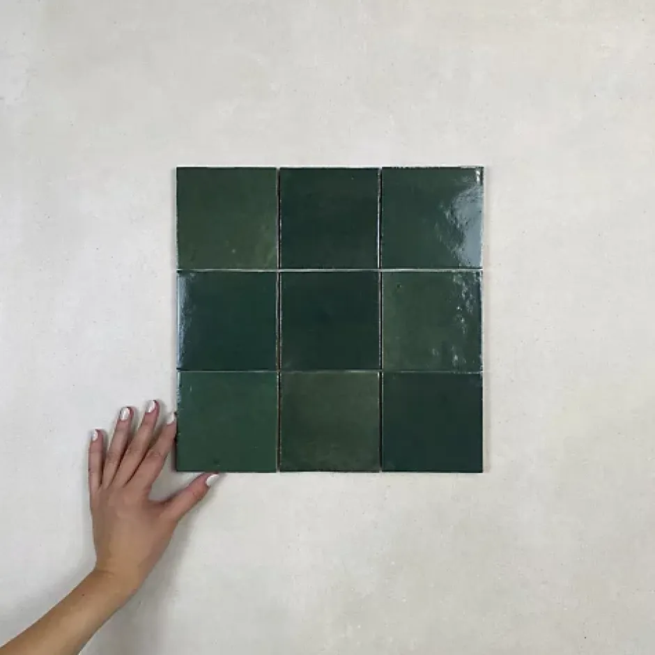 Les Carreaux De Jean Carrelage mural Effet Zellige Vert CROGIOLO ZELLIGE 10x10 Bosco - Les Carreaux de Jean