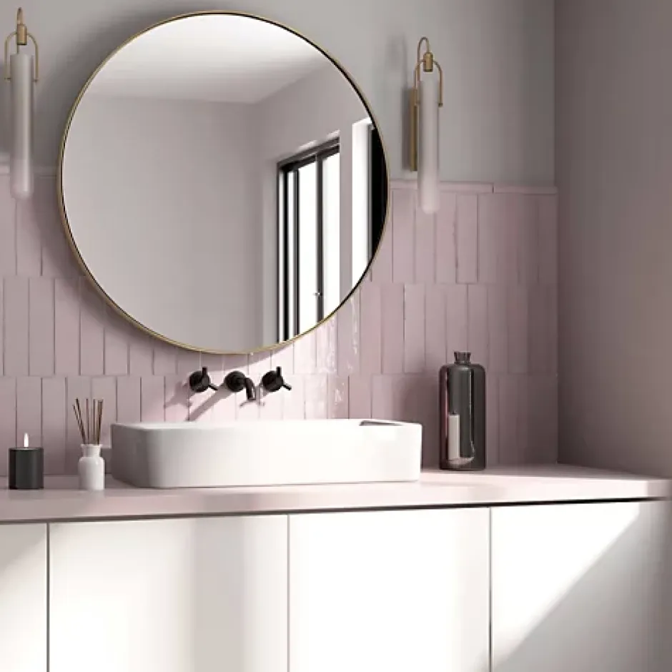 Carrelage mural Effet Zellige Rose TRIBE 6x24,6cm Rose - Les Carreaux de Jean-Gioia Materia Online