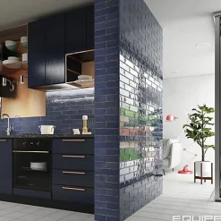 Gioia Materia Carrelage mural Effet Zellige Bleu Nuit TRIBE 6x24,6cm Blue - Les Carreaux de Jean