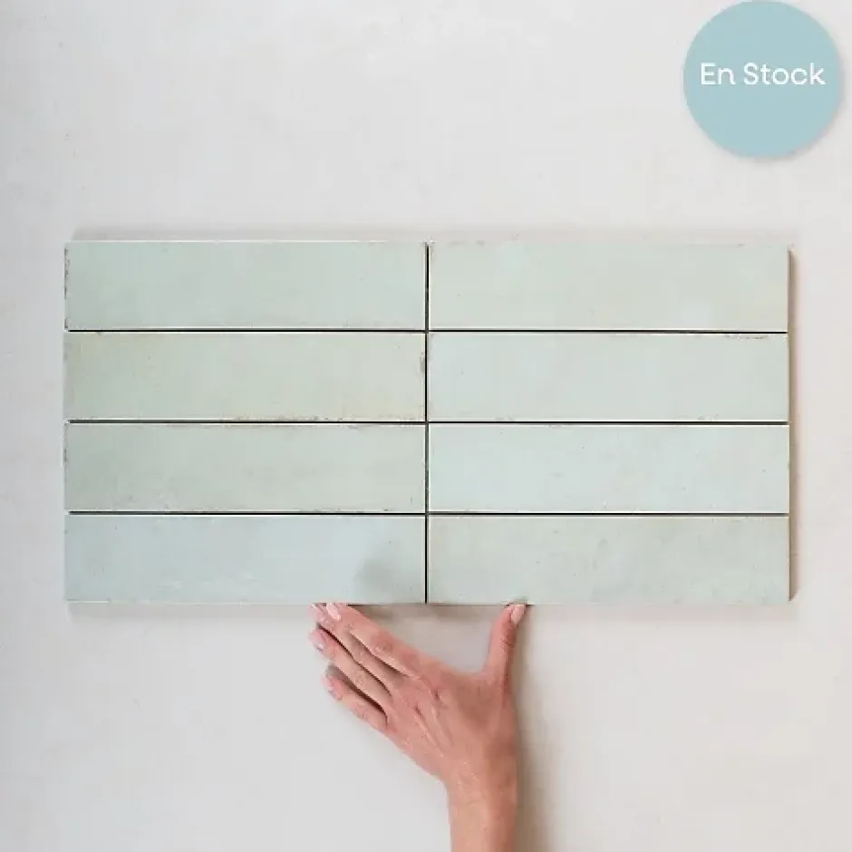 Carrelage mural Effet Zellige Vert d'eau TRIBE 6x24,6cm Mint - Les Carreaux de Jean-Gioia Materia Best