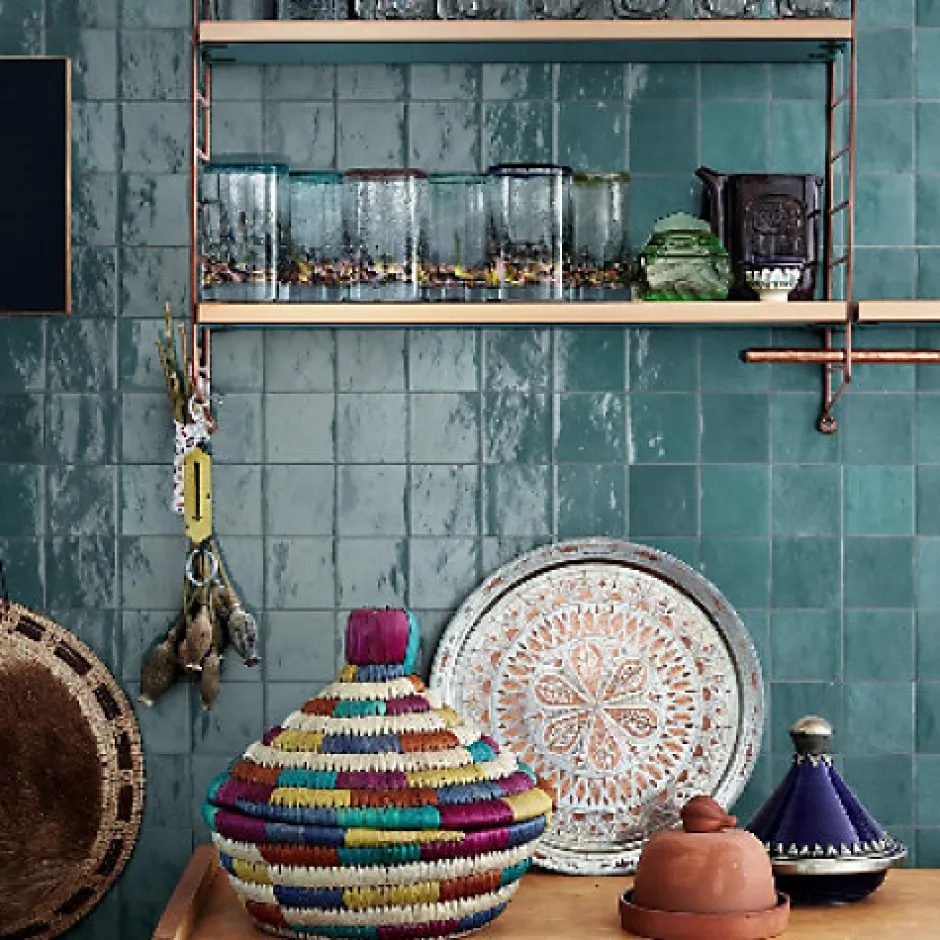 Carrelage mural Effet Zellige Bleu Canard CROGIOLO ZELLIGE 10x10 Petrolio - Les Carreaux de Jean-Les Carreaux De Jean New