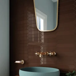 Carrelage mural faïence Arrow crayon Crayon 25x5 cm Russet - Brillant / Poli - boîte de 0.50 m2-Gioia Materia Discount