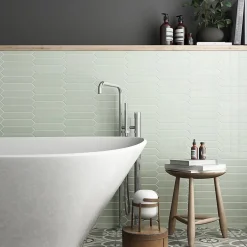 Carrelage mural faïence Arrow crayon Crayon 25x5 cm Green kelp - Brillant / Poli - boîte de 0.50 m2-Gioia Materia Discount