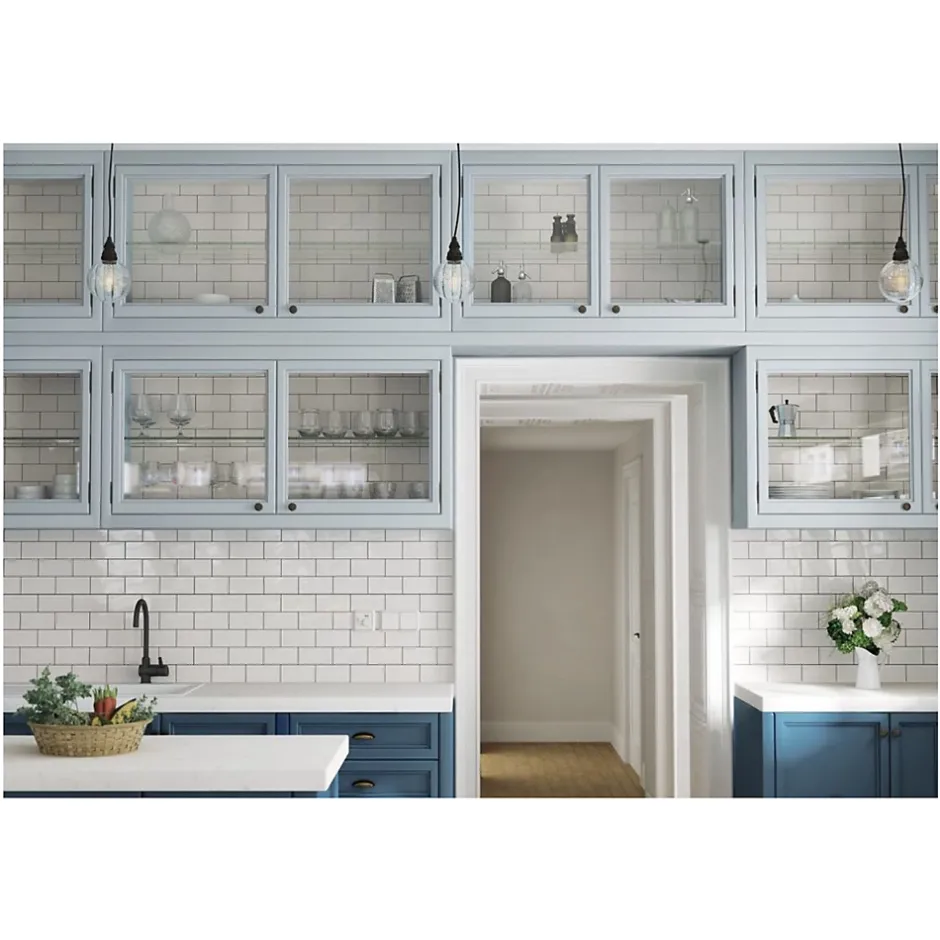 Gioia Materia Carrelage mural faïence effet uni EVOLUTION Pencil 15x5 cm Menthe - Brillant - - boîte de 0.20 m2