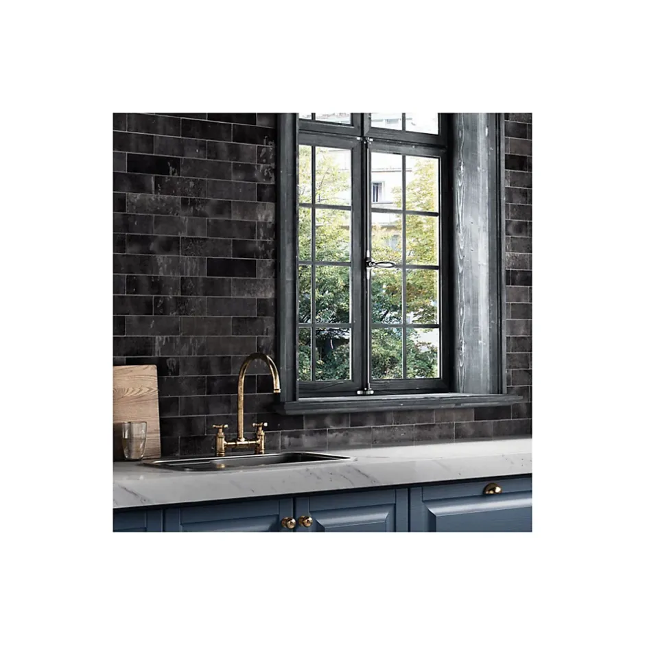 Carrelage mural faïence effet zellige ARTISAN 13,2x13,2cm et 20x6,5cm 13.2x13.2 cm Burgundi - Brillant / Poli - boîte de 1 m2-Gioia Materia