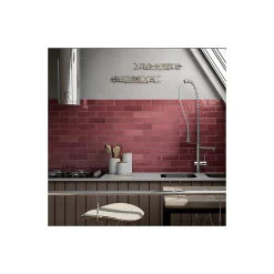 Carrelage mural faïence effet zellige ARTISAN 13,2x13,2cm et 20x6,5cm 13.2x13.2 cm Burgundi - Brillant / Poli - boîte de 1 m2-Gioia Materia