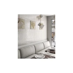 Gioia Materia Carrelage mural faïence effet artisanal MASIA 30x7.5 cm Cream - brillant - - boîte de 1 m2