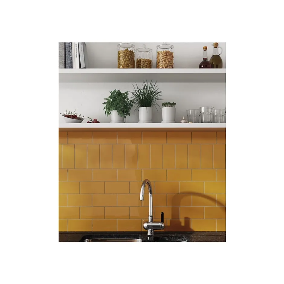 Gioia Materia Carrelage mural faïence effet uni EVOLUTION 15x7.5 cm Gris clair - Brillant - - boîte de 0.50 m2