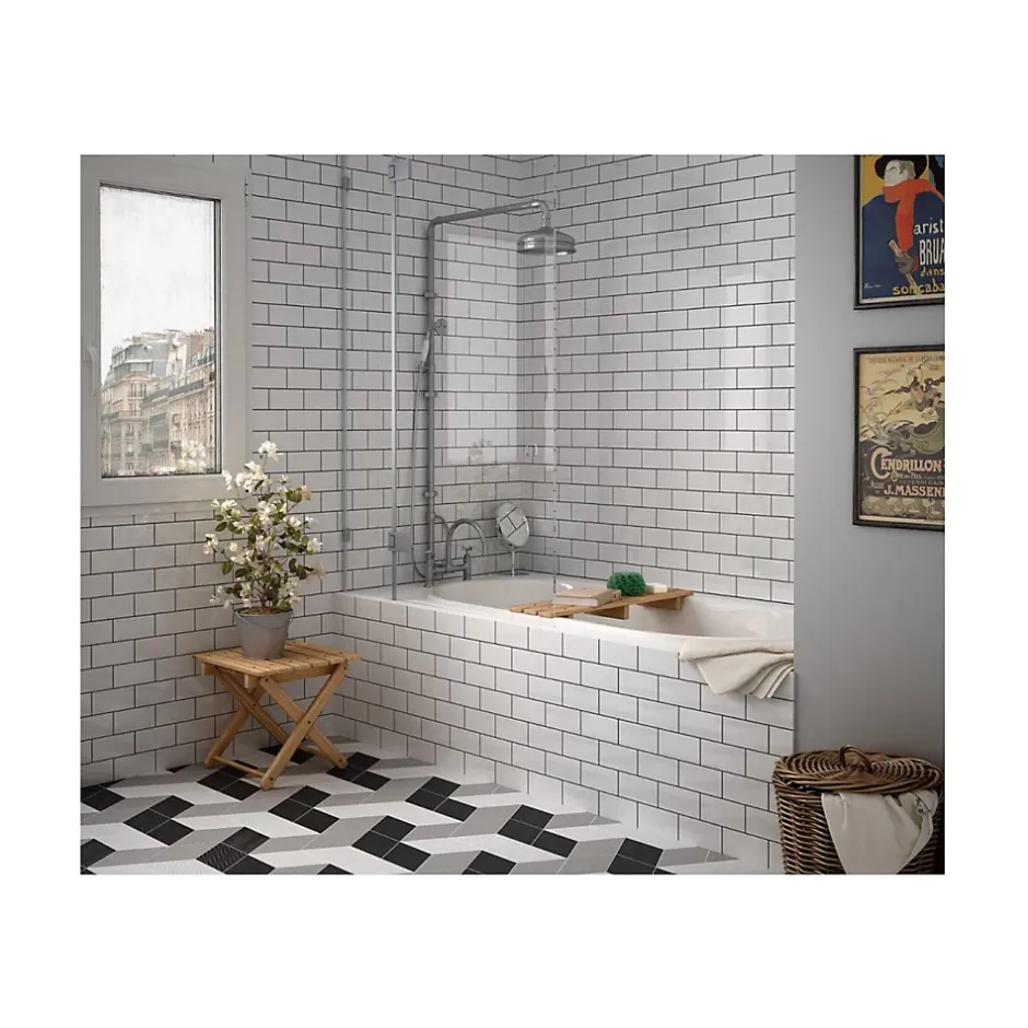 Carrelage mural faïence effet uni EVOLUTION 15x7.5 cm Crème - Brillant - - boîte de 0.50 m2-Gioia Materia Outlet