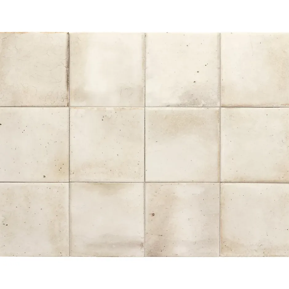 Gioia Materia Carrelage mural faïence effet rustique THANGLONG 10x10 cm White - Brillant / Poli - boîte de 0.60 m2