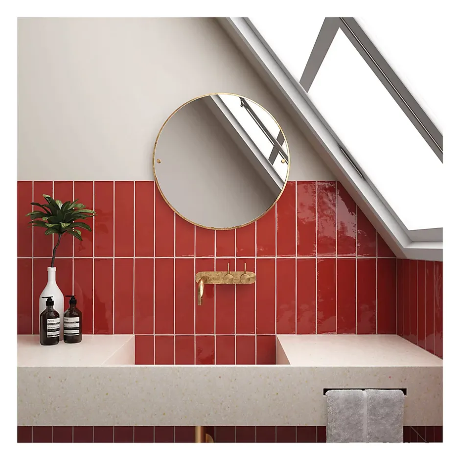 Carrelage mural faïence effet artisanal MASIA 15x7.5 cm Rosso - brillant - - boîte de 0.5 m2-Gioia Materia Clearance