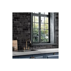 Gioia Materia Carrelage mural faïence effet zellige ARTISAN 13,2x13,2cm et 20x6,5cm 13.2x13.2 cm Graphite - Brillant / Poli - boîte de 1 m2