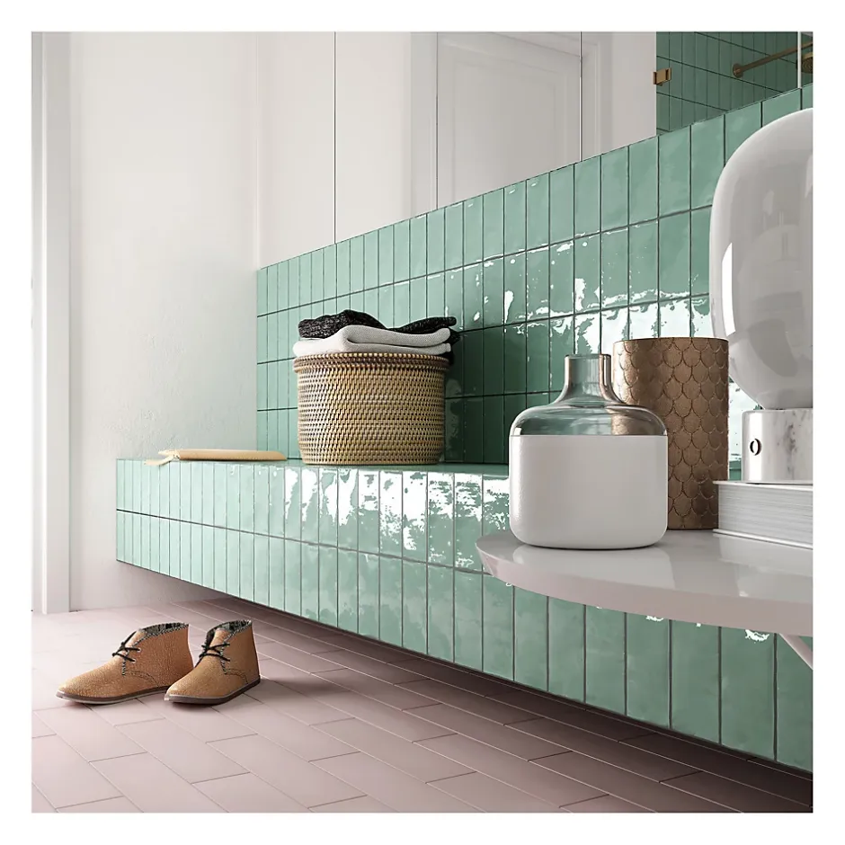 Carrelage mural faïence effet artisanal MASIA 30x7.5 cm Gris oscuro - brillant - - boîte de 1 m2-Gioia Materia Best