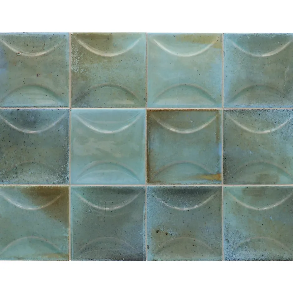 Gioia Materia Carrelage mural faïence effet rustique THANGLONG Arco 10x10 cm Sky blue - Brillant / Poli - boîte de 0.60 m2