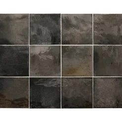Carrelage mural faïence effet rustique THANGLONG 10x10 cm Black ash - Brillant / Poli - boîte de 0.60 m2-Gioia Materia Sale
