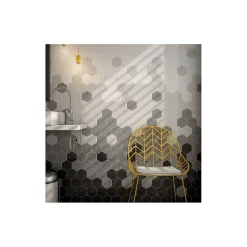 Gioia Materia Carrelage mural faïence Scale Hexagon (10 couleurs), hexagone 12,4x10,7cm Hexagone 12.4x10.7 cm Noir - Mat - boîte de 0.50 m2