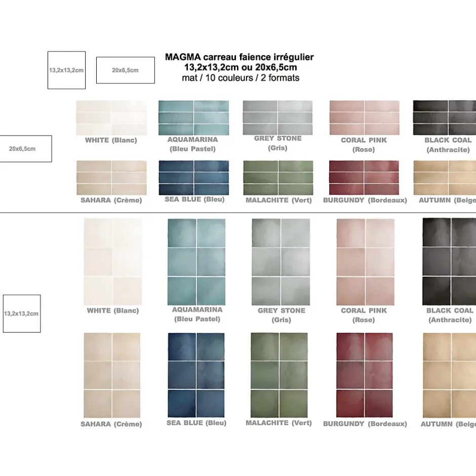 Carrelage mural faience effet zellige MAGMA 13.2x13.2 cm Autumn - - boîte de 1 m2-Gioia Materia