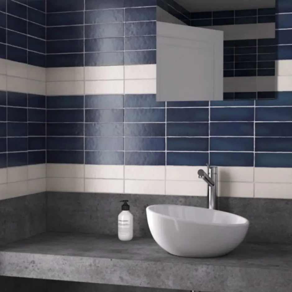 Gioia Materia Carrelage mural faience effet zellige MAGMA 13.2x13.2 cm Sea blue - - boîte de 1 m2