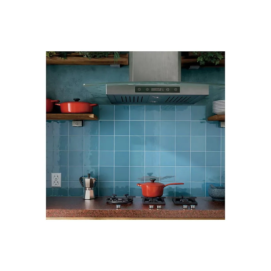 Carrelage mural faience effet zellige VILLAGE 13.2x6.5 cm Azure blue - Brillant / Poli - boîte de 0.50 m2-Gioia Materia Discount