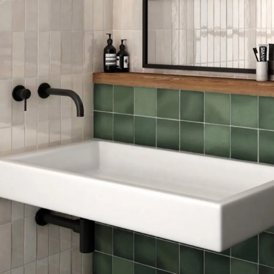 Carrelage mural faience effet zellige MAGMA 20x6.5 cm Malachite - - boîte de 0.5 m2-Gioia Materia Discount